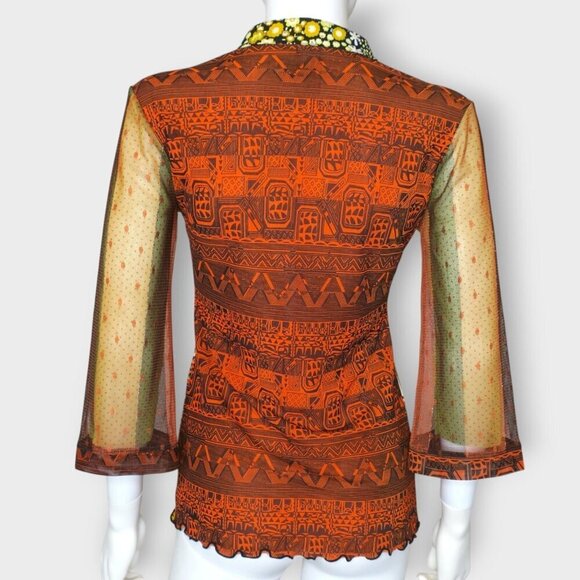 Anac By Kimi Y2K Artsy Graphic Printed Mesh Zip Top Fairy Whimsigoth Medium - Picture 2 of 5